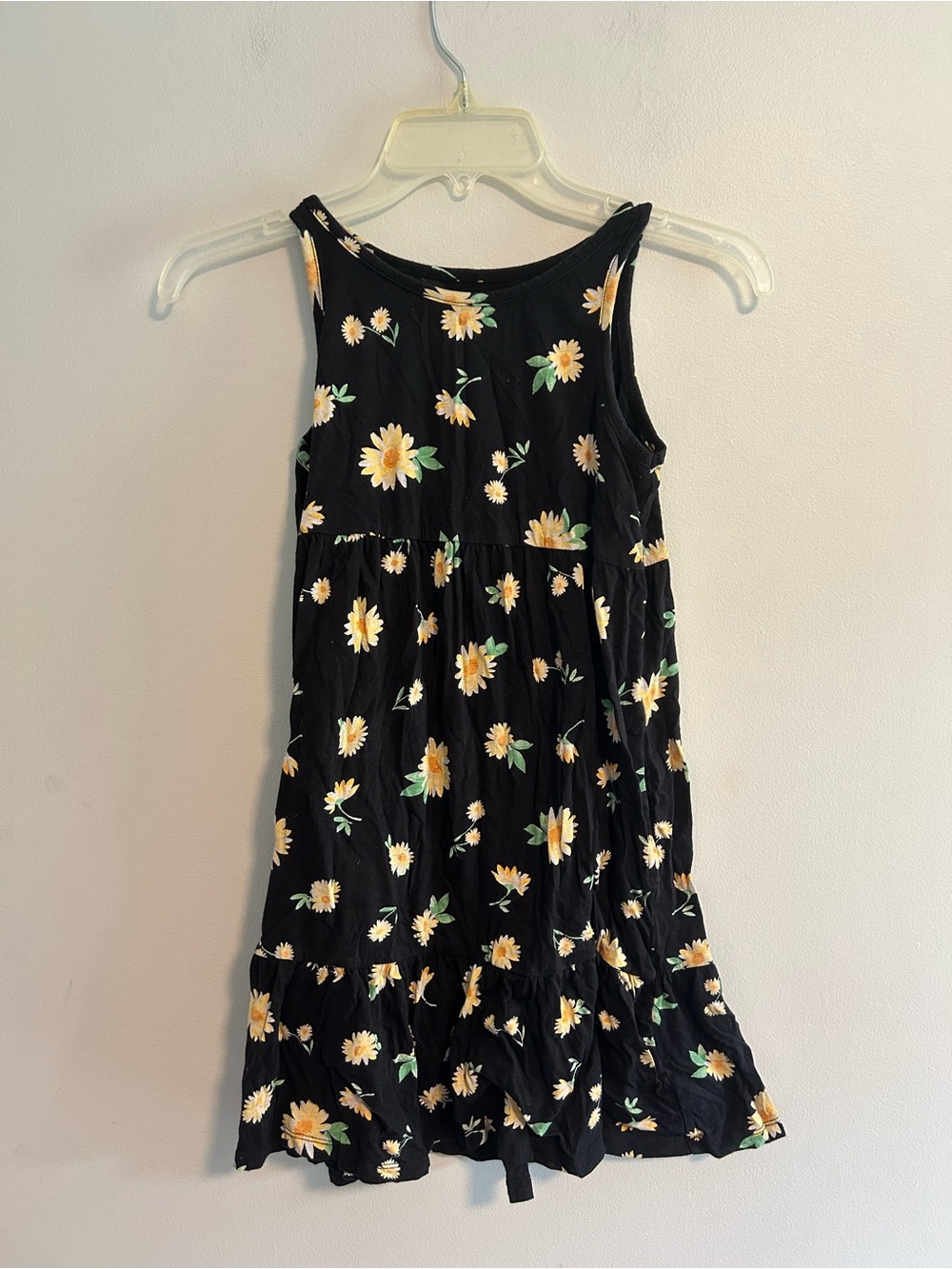 Old navy Girls 14/16 Black & yellow Daisy floral sleeveless Dress